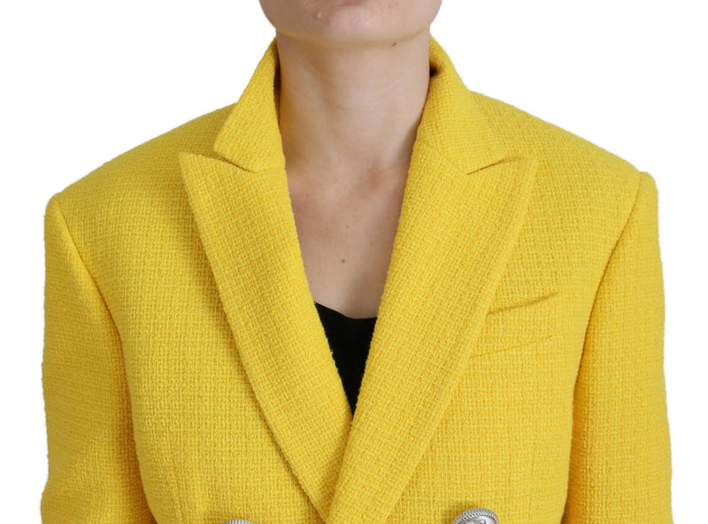 Dsquared² Yellow Peak Double Breasted Suit Blazer Short Set