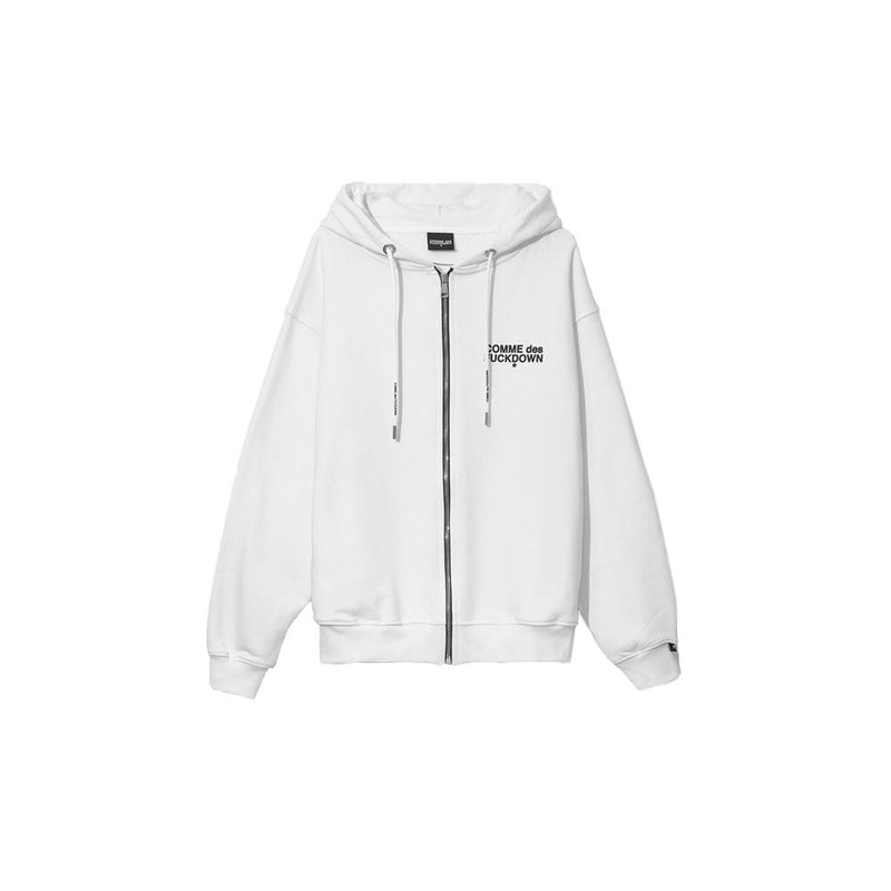 Comme Des Fuckdown Elegant White Hooded Sweatshirt with Logo Print