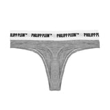 Philipp Plein Gray Cotton Women Thong