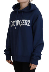 Dsquared² Blue Logo Printed Hooded Women Long Sleeve Sweater