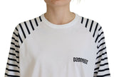 Dsquared² White Cotton Striped Crew Neck Short Sleeve Sweater