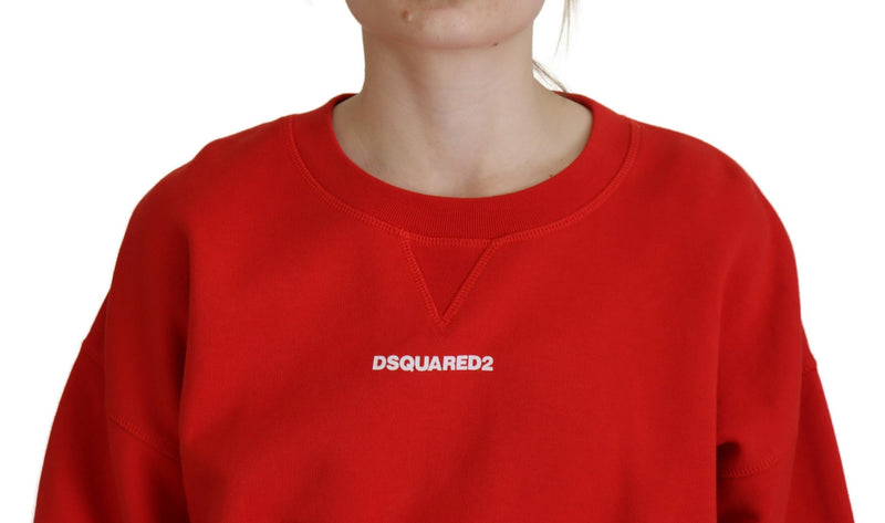 Dsquared² Red Logo Print Women Crew Neck Long Sleeve Sweater