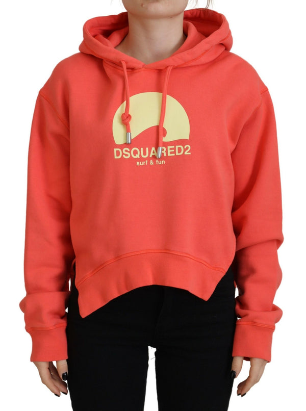 Dsquared² Pink Logo Print Cotton Hoodie Sweatshirt Sweater