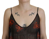 Dsquared² Black Floral Print Spaghetti Strap Tank Blouse Top