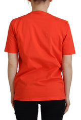 Dsquared² Orange Cotton Shiny Icon East Tee Crewneck T-shirt