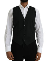 Dolce & Gabbana Black Wool Formal Dress Waistcoat Vest