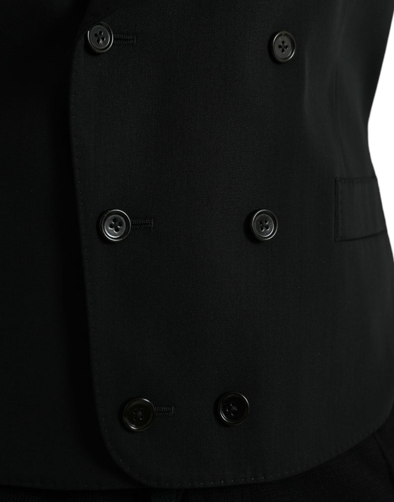 Dolce & Gabbana Black Wool Waistcoat Dress Formal Vest