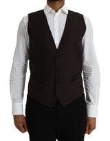 Dolce & Gabbana Brown Wool Waistcoat Dress Formal Vest