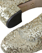 Dolce & Gabbana Gold Sequined Short Boots Stretch Shoes