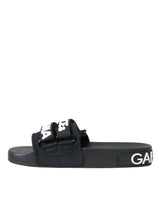 Dolce & Gabbana Black Neoprene Slides Flats Beachwear Shoes