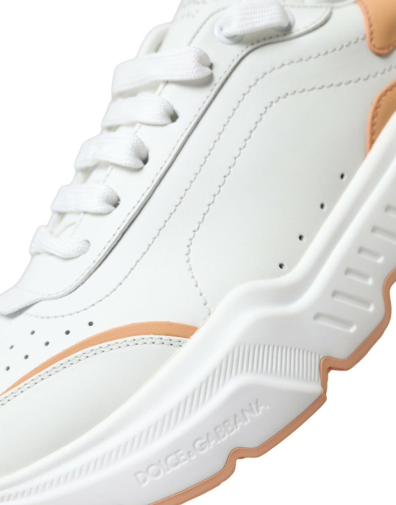 Dolce & Gabbana White Peach DAYMASTER Leather Sneakers Shoes