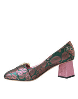 Dolce & Gabbana Multicolor Floral Jacquard Crystal Heels Pumps Shoes