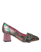 Dolce & Gabbana Multicolor Floral Jacquard Crystal Heels Pumps Shoes