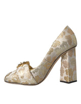 Dolce & Gabbana Gold Jacquard Crystals Heels Pumps Shoes