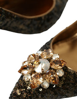 Dolce & Gabbana Gold Sequin Crystals Bellucci Heels Pumps Shoes