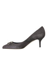 Dolce & Gabbana Gray Amore Suede Bellucci Heels Pumps Shoes