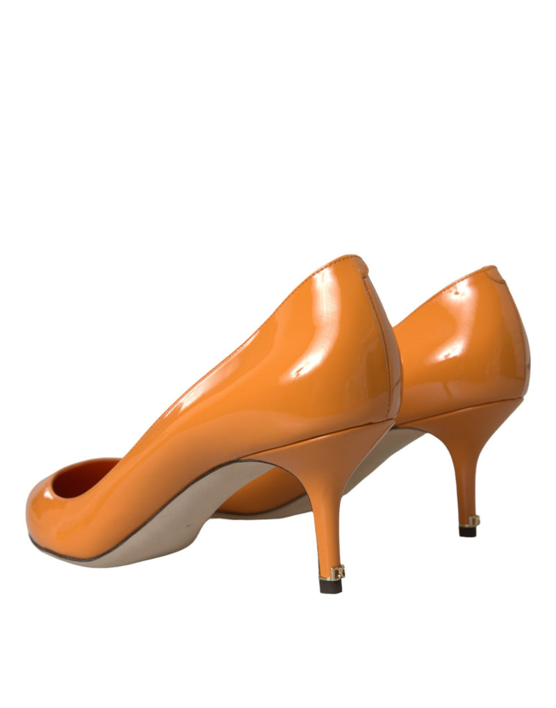 Dolce & Gabbana Orange Patent Leather Heels Pumps Shoes