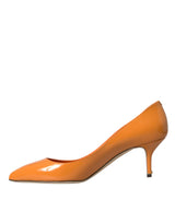 Dolce & Gabbana Orange Patent Leather Heels Pumps Shoes