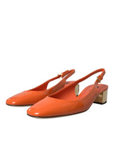 Dolce & Gabbana Orange Embellished Leather Slingback Shoes