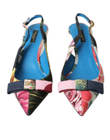 Dolce & Gabbana Multicolor Floral Patchwork Slingbacks Shoes