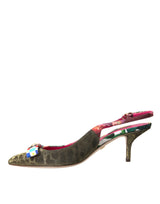 Dolce & Gabbana Multicolor Floral Patchwork Slingbacks Shoes