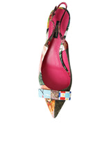 Dolce & Gabbana Multicolor Floral Patchwork Slingbacks Shoes