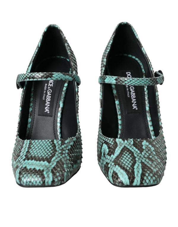 Dolce & Gabbana Aqua Python Leather Mary Jane Pumps Shoes