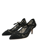 Dolce & Gabbana Black Taormina Lace Mary Janes Pumps Shoes