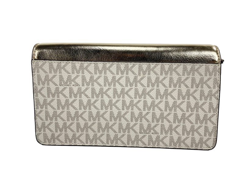 Michael Kors Jet Set Travel Pale Gold Small Flap Clutch Crossbody Bag