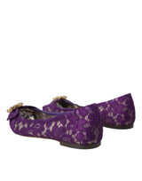 Dolce & Gabbana Purple Taormina Lace Crystal Loafers Shoes