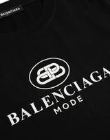 Balenciaga Black Cotton Logo Print Crew Neck Short Sleeves T-shirt