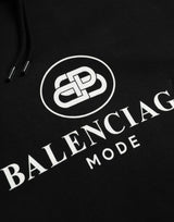 Balenciaga Black Cotton Logo Hooded Pullover Sweatshirt Sweater