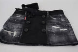 Dsquared² Black Distressed Mid Waist A-line Denim Mini Skirt