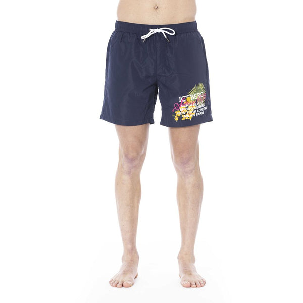 Iceberg Blue Polyester Men Swim Trunk