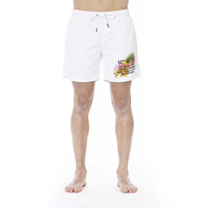 Iceberg White Polyester Men Swim Trunk