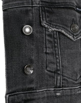 Dolce & Gabbana Dark Gray Cotton Stretch Cropped Denim Jacket