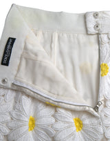 Dolce & Gabbana White Floral Pencil Straight Lace Skirt