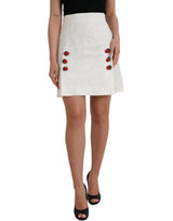 Dolce & Gabbana White Floral Brocade Embellished Mini Skirt