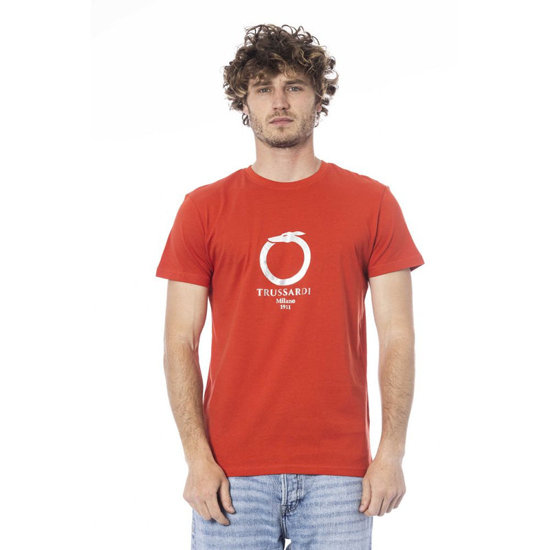 Trussardi Beachwear Red Cotton Men T-Shirt