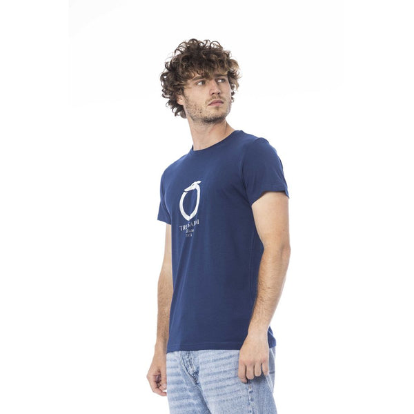 Trussardi Beachwear Blue Cotton Men T-Shirt