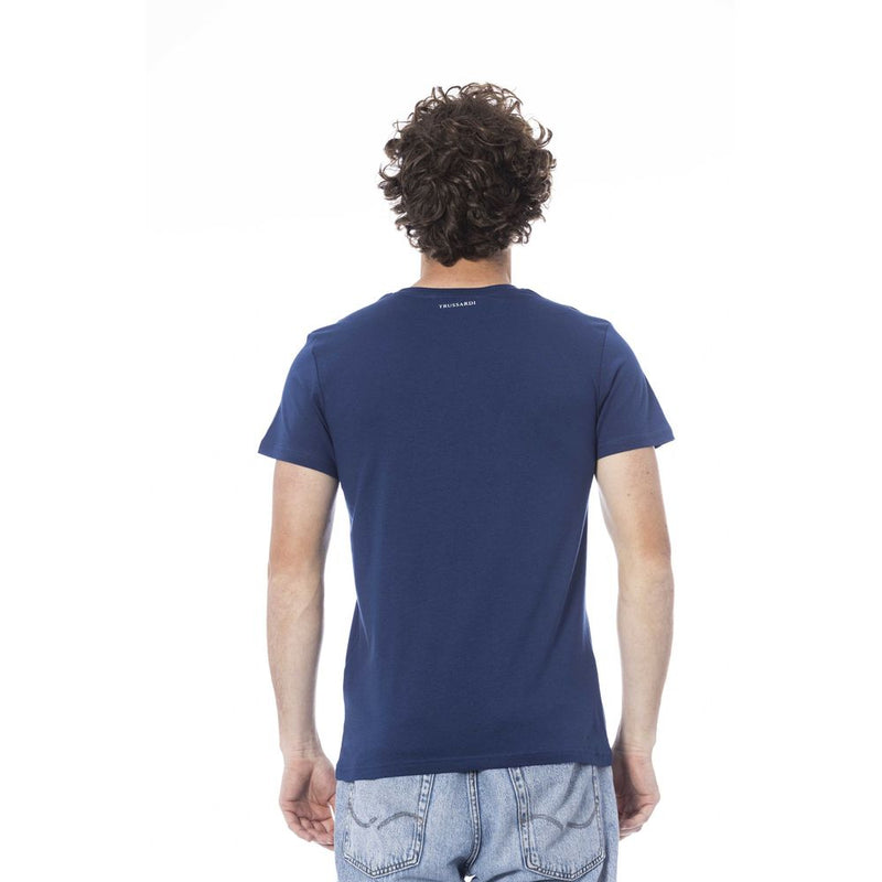 Trussardi Beachwear Blue Cotton Men T-Shirt