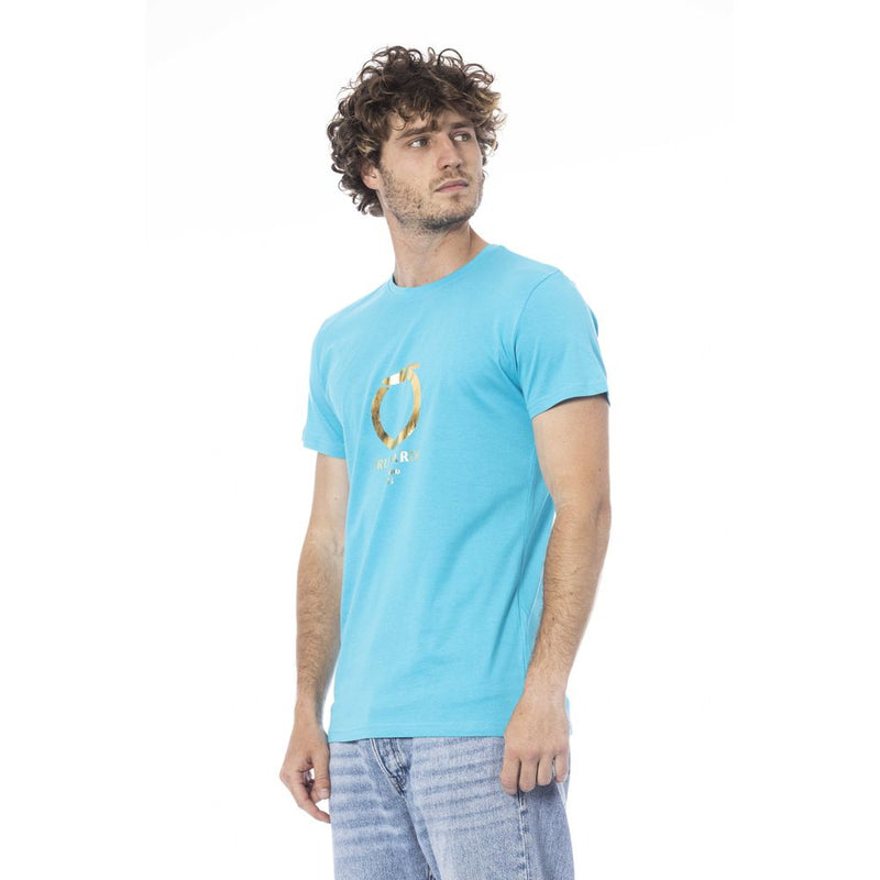 Trussardi Beachwear Light Blue Cotton Men T-Shirt