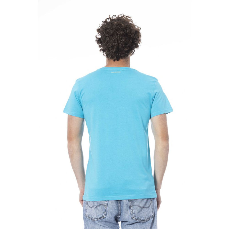 Trussardi Beachwear Light Blue Cotton Men T-Shirt