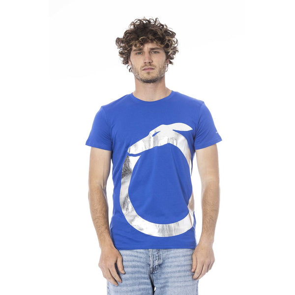 Trussardi Beachwear Blue Cotton Men T-Shirt