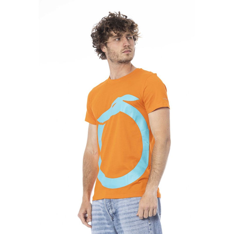 Trussardi Beachwear Orange Cotton Men T-Shirt