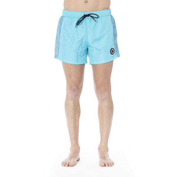 Trussardi Beachwear Light Blue Polyester Men Swim Trunk