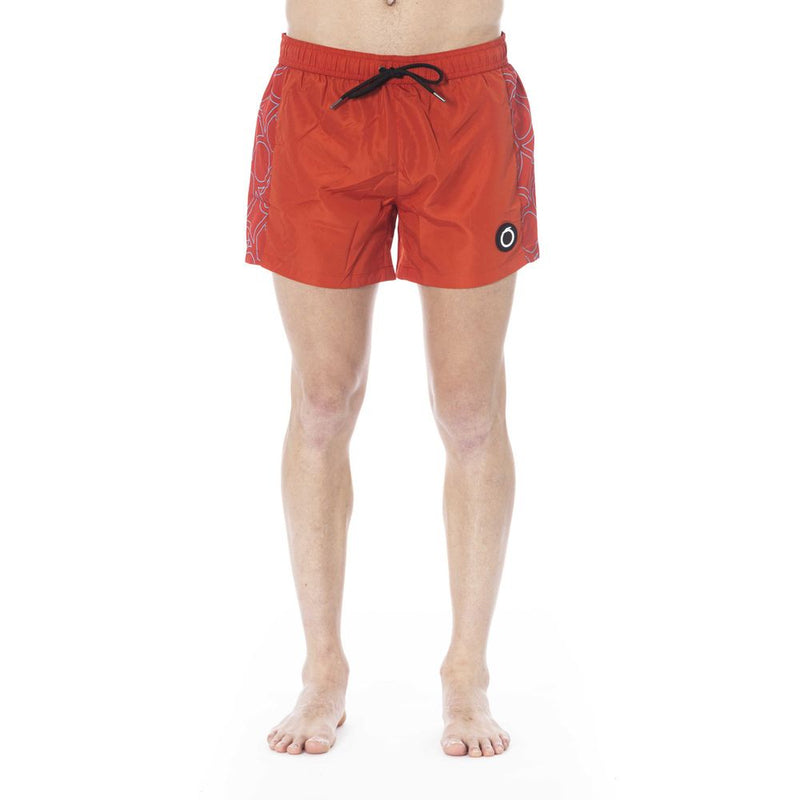 Trussardi Beachwear Red Polyester Men Swim Trunk