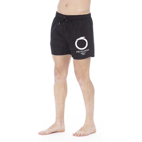 Trussardi Beachwear Black Polyester Men Swimwear