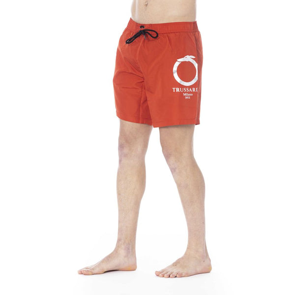 Trussardi Beachwear Red Polyester Men Swim Trunk