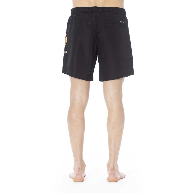 Trussardi Beachwear Black Polyester Men Swim Trunk